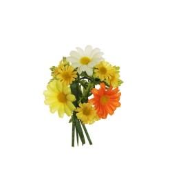 Lot de 24 - Couronne de bougie artificielle marguerites et ruban, D. 11 cm - jaune orange 