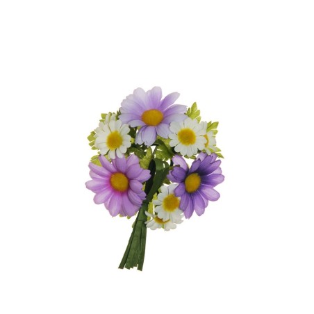 Lot de 24 - Couronne de bougie artificielle marguerites et ruban, D. 11 cm - lilas 