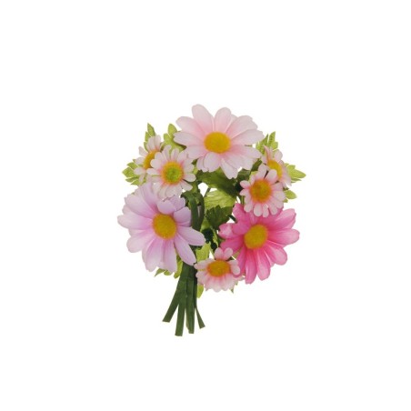 Lot de 24 - Couronne de bougie artificielle marguerites et ruban, D. 11 cm - rose 