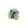 Lot de 24 - Couronne de bougie artificielle tulipe et marguerite sauvage, D. 10 cm - bleu blanc 