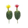 Lot de 24 - Mini cactus ovale artificiel avec fleur, 29,5 cm - fuchsia jaune 