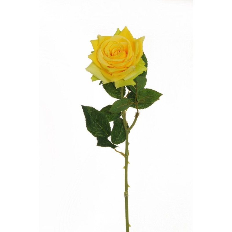 Lot de 24 - Rose ouverte artificielle, 64 cm - jaune vert 