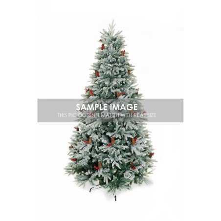 Sapin de Noël artificiel Vajolet givré avec baies et pommes de pin, 300 cm - blanc 