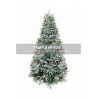 Sapin de Noël artificiel Vajolet givré avec baies et pommes de pin, 300 cm - blanc 