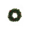 Lot de 12 - Couronne artificielle de pin avec baies et pommes de pin, D. 50 cm - vert 