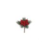 Lot de 96 - Pic artificiel mini pommes et pin givré X6, 12,5 cm - rouge 