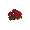 Lot de 12 - Mini buisson artificiel de poinsettia velours X6, 37 cm - rouge 