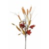 Lot de 12 - Buisson artificiel blé, coton, grenade et feuilles d'automne X12, 58 cm - orange d'automne 