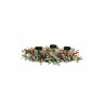 Lot de 4 - Bougeoir artificiel feuilles de gui, baies et pin (3 bougies), 69 cm - vert 