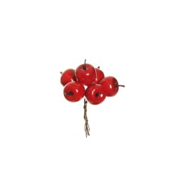 Lot de 48 - Bouquet pic artificiel de pommes moyennes X6, 13 cm - rouge 