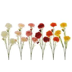 Lot de 24 - Tige artificielle d'œillets X3, 68 cm - mix blanc jaune fuchsia orange rouge rose 