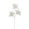 Lot de 24 - Tige artificielle de poinsettia en fourrure pailleteuse X3, 59 cm - blanc 
