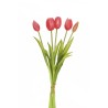 Lot de 12 - Bouquet artificiel de tulipes X5, 39 cm - fuchsia 