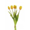Lot de 12 - Bouquet artificiel de tulipes X5, 39 cm - jaune 