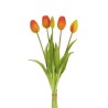 Lot de 12 - Bouquet artificiel de tulipes X5, 39 cm - orange 