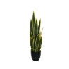 Lot de 6 - Plante artificielle de sansevieria toucher réel en pot, 65 cm - vert bord jaune 