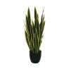 Lot de 4 - Plante artificielle de sansevieria toucher réel en pot, 87 cm - vert bord jaune 