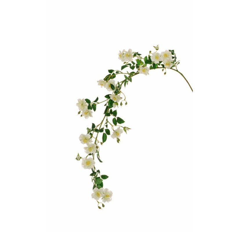 Lot de 6 - Branche suspendue artificielle de rose sauvage, 153 cm - crème 