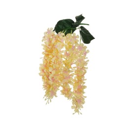 Lot de 24 - Buisson suspendu artificiel de glycine X5, 56 cm - jaune clair rose 