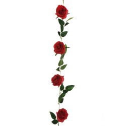 Lot de 48 - Guirlande artificielle de roses X9, 220 cm - rouge 