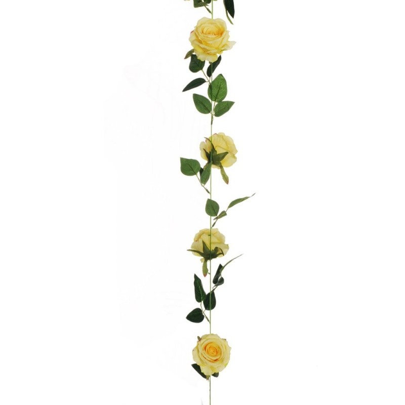 Lot de 48 - Guirlande artificielle de roses X9, 220 cm - jaune 