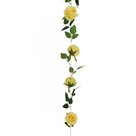Lot de 48 - Guirlande artificielle de roses X9, 220 cm - jaune 