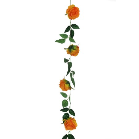 Lot de 48 - Guirlande artificielle de roses X9, 220 cm - orange 