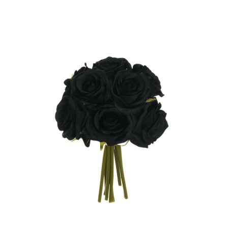 Lot de 12 - Bouquet artificiel de roses bridal X9, 25 cm - noir 