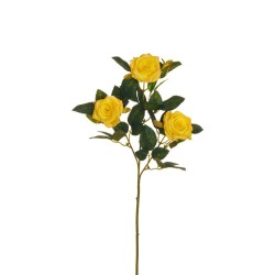Lot de 24 - Tige artificielle de rose Lady X3, 69 cm - jaune 