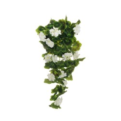 Lot de 12 - Buisson suspendu artificiel de géraniums X9, 82 cm - blanc 