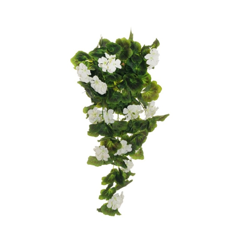 Lot de 12 - Buisson suspendu artificiel de géraniums X9, 82 cm - blanc 