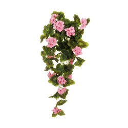 Lot de 12 - Buisson suspendu artificiel de géraniums X9, 82 cm - rose 