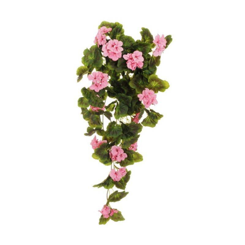Lot de 12 - Buisson suspendu artificiel de géraniums X9, 82 cm - rose 