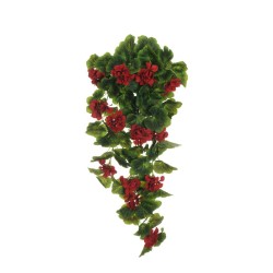 Lot de 12 - Buisson suspendu artificiel de géraniums X9, 82 cm - rouge 