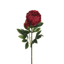 Lot de 12 - Tige artificielle de pivoine X2, 66 cm - amarante 