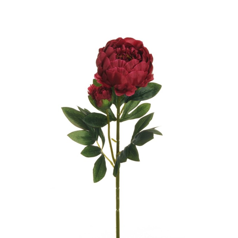 Lot de 12 - Tige artificielle de pivoine X2, 66 cm - amarante 