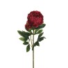 Lot de 12 - Tige artificielle de pivoine X2, 66 cm - amarante 