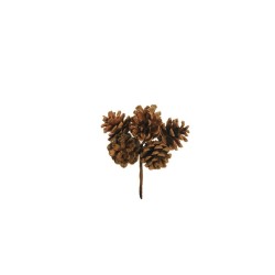 Lot de 48 - Bouquet pic artificiel de pommes de pin X6, 13 cm - marron 
