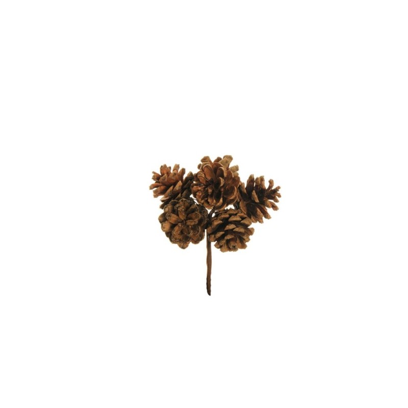 Lot de 48 - Bouquet pic artificiel de pommes de pin X6, 13 cm - marron 