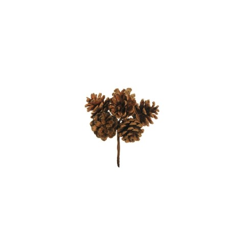Lot de 48 - Bouquet pic artificiel de pommes de pin X6, 13 cm - marron 