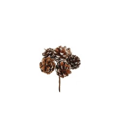 Lot de 48 - Bouquet pic artificiel de pommes de pin X6, 13 cm - blanc 