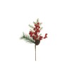 Lot de 24 - Pic artificiel pin, baies et pommes de pin, 35 cm - rouge 