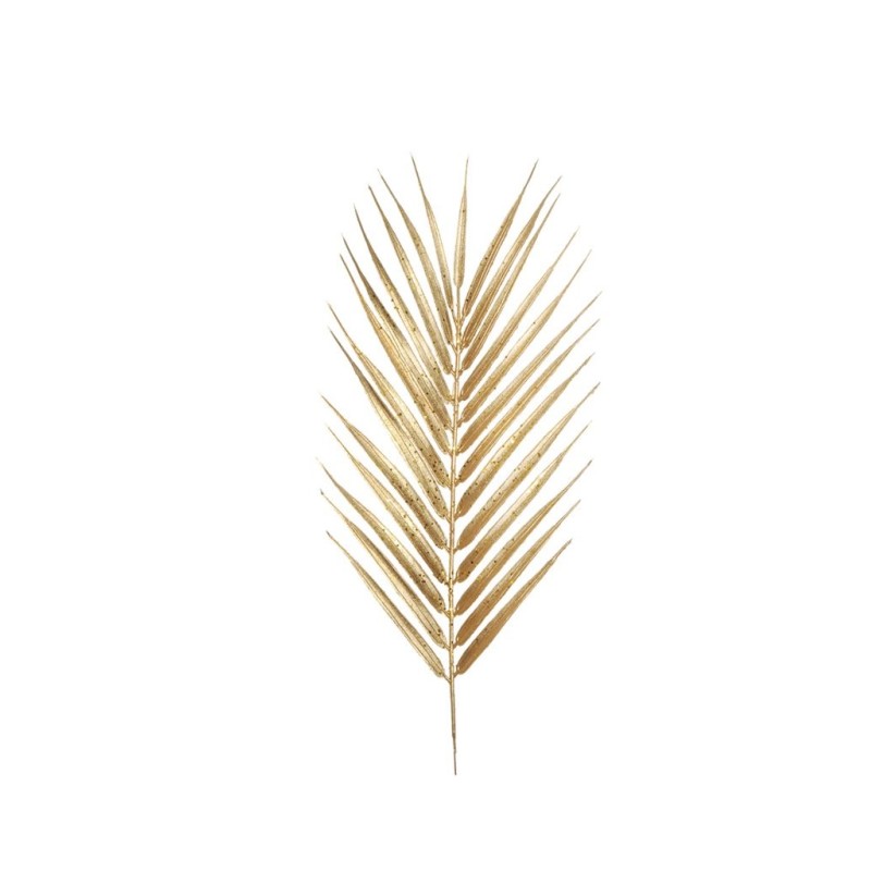 Lot de 48 - Feuille artificielle de palmier areca métallisée pailleteuse, 45 cm - or 