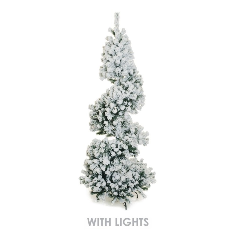 Sapin de Noël artificiel Marmolada spirale enneigé lumineux 250 LED, 210 cm - blanc 