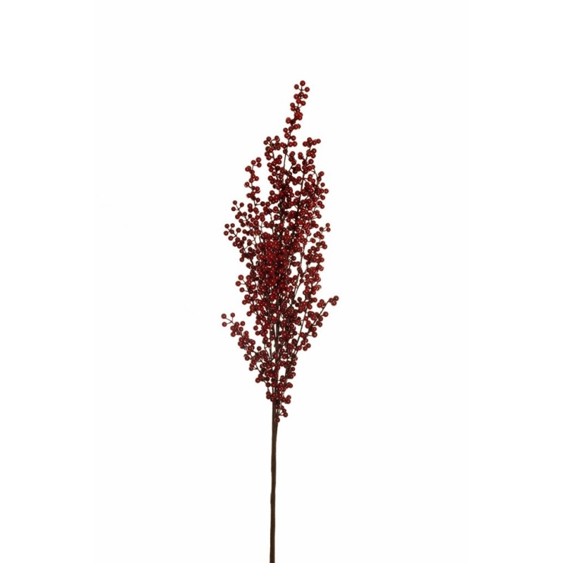 Lot de 12 - Branche artificielle de baies d'ilex, 120 cm - rouge 
