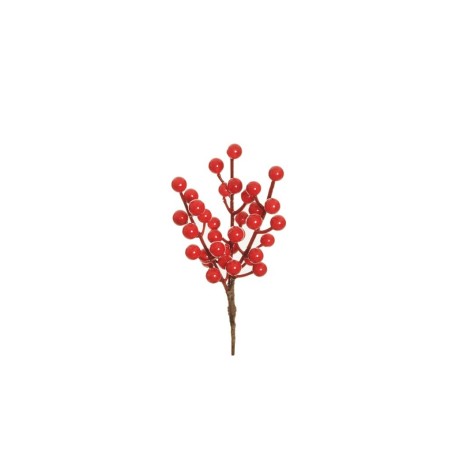 Lot de 240 - Pic artificiel de baies d'ilex X3, 20 cm - rouge clair 