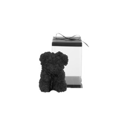 Lot de 20 - Petit ours en peluche en roses avec nœud noir et boîte, 25 cm - noir 