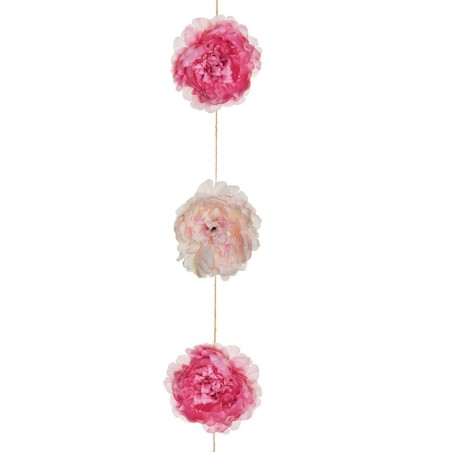 Lot de 48 - Guirlande artificielle de pivoines X9, 205 cm - rose crème lilas 