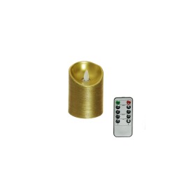Lot de 60 - Petite bougie en cire LED à flamme mobile avec télécommande, 10 cm - or 