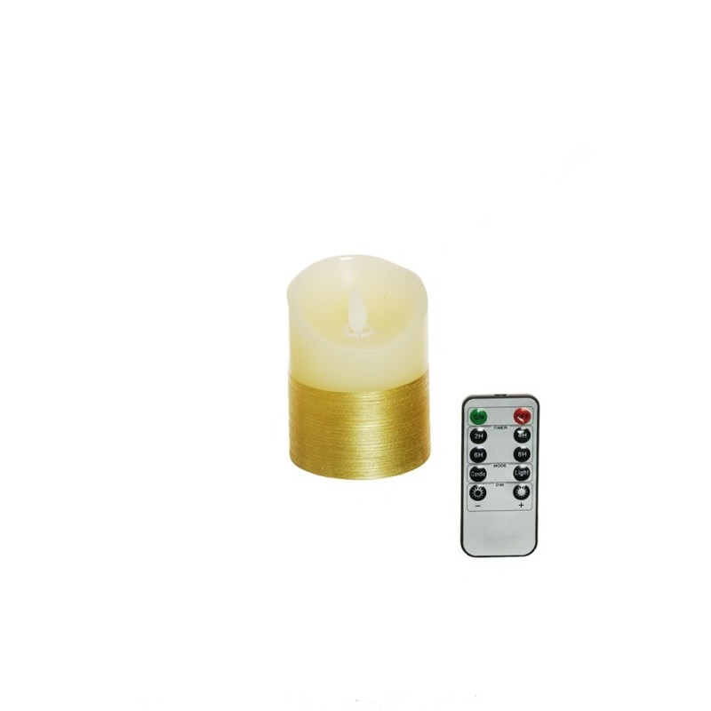 Lot de 60 - Petite bougie en cire LED à flamme mobile avec télécommande, 10 cm - blanc or 